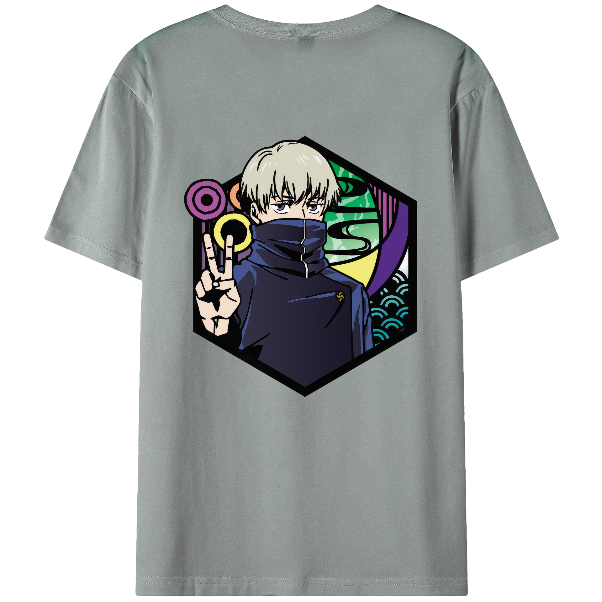 （画像用） 呪術廻戦 Jujutsu Kaisen 綿100％ メンズ半袖Tシャツ（バックプリント） 通気性
